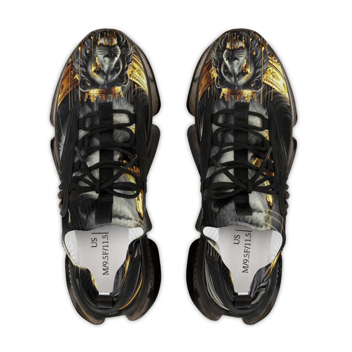 Stylish Men's Mesh Sneakers with Gold Lion Design - Fashionable Athletic Shoes for Everyday Wear - 509FAVORITE