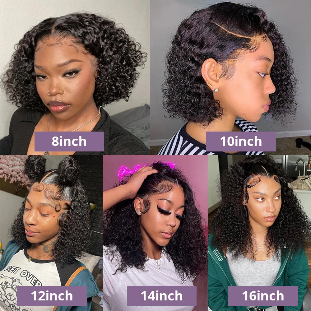 Pre Cut No Glue Water Wave 13x4 Bob Wigs Curly 7x5 Glueless Wig Human Hair Ready To Go Lace Frontal Wigs For Women Pre Plucked