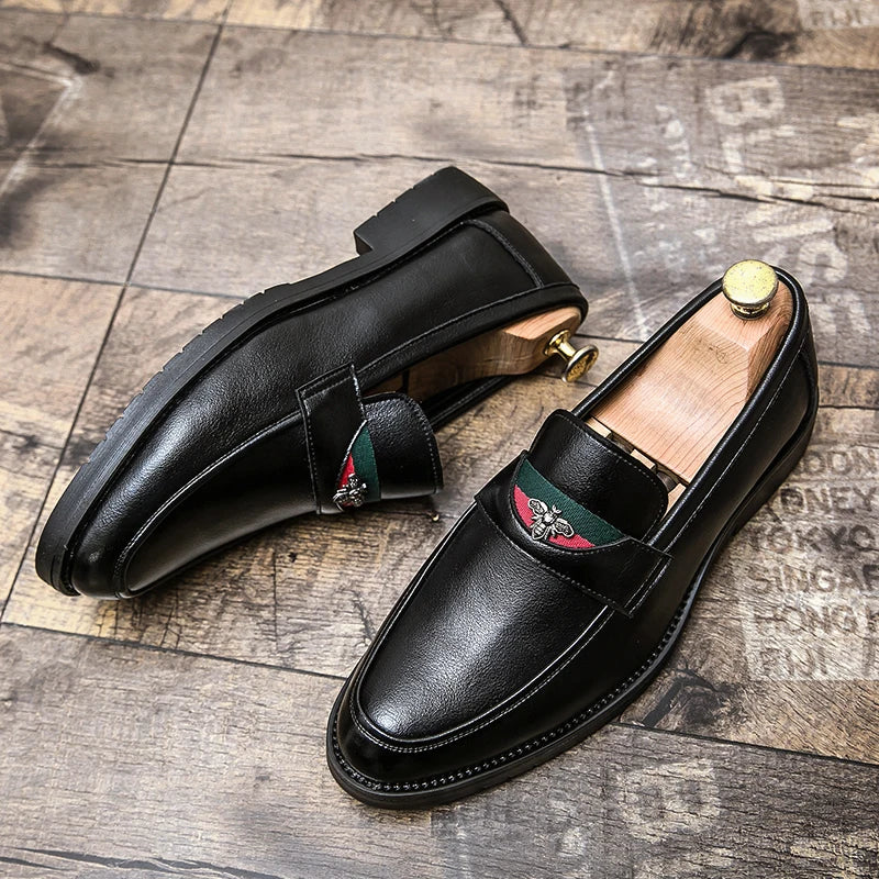 Spring Summer Style Mens Loafers for Wedding Party Dance Black Brown Genuine Leather Slip on Men's Dress Shoes Casual Business