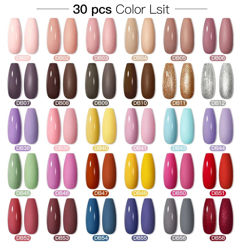 Mtssii 20/40/60Pcs Nail Gel Polish Set Kit Nude Pink Glitter Nail Art UV Gel Manicure Set Vernis Semi Permanent Base Top Coat