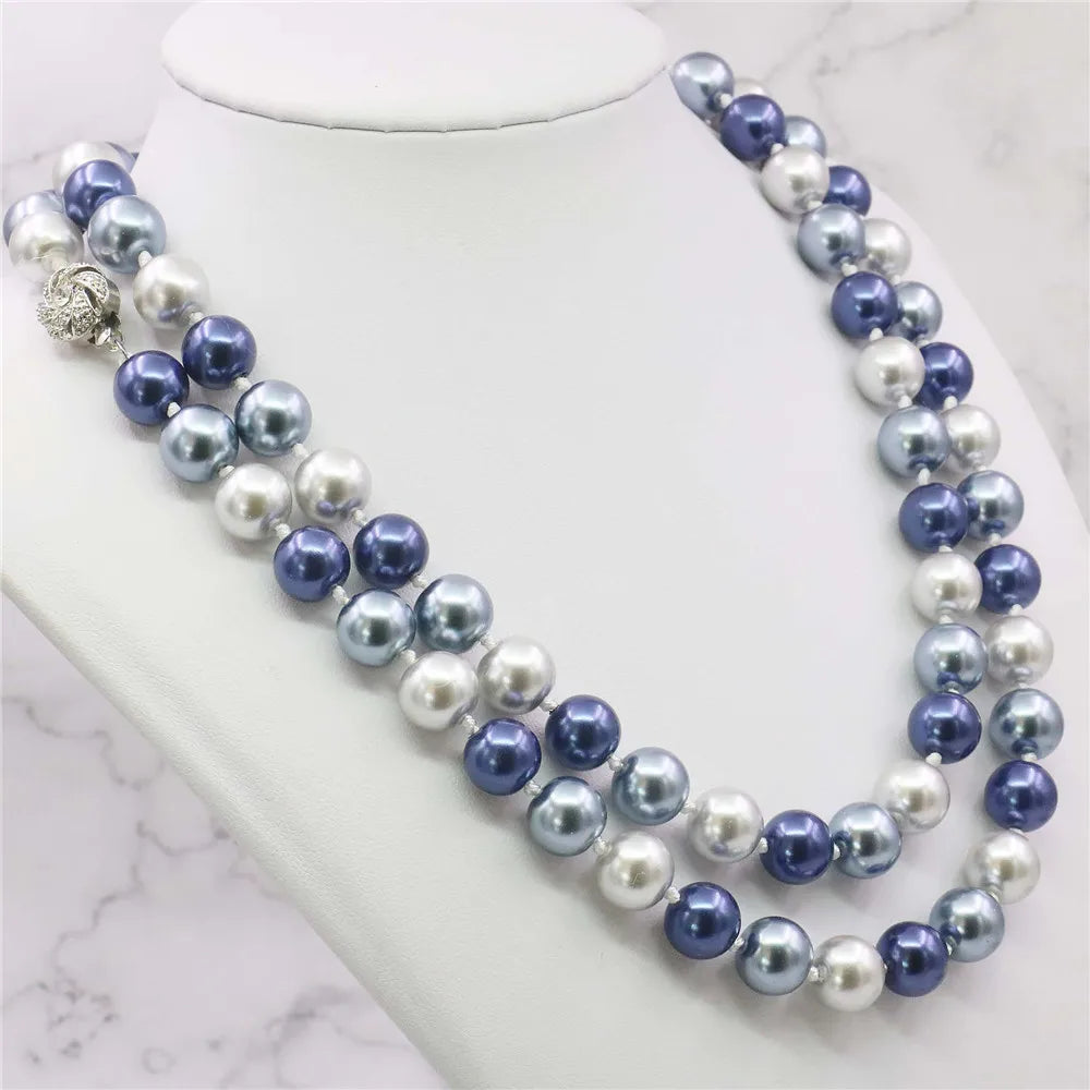 Wholesale Price New Fashion! 35"10 12mm South Sea Shell Pearl Necklace AAA Multicolor beads jewelry making about 85 pcs/strands