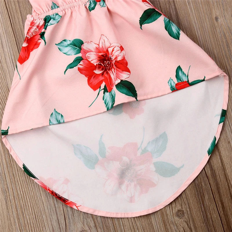 2020 Sleeveless Backless Newborn Baby Kids Girl Floral Print Summer Princess Dress Party Casual Baby Girl Dress