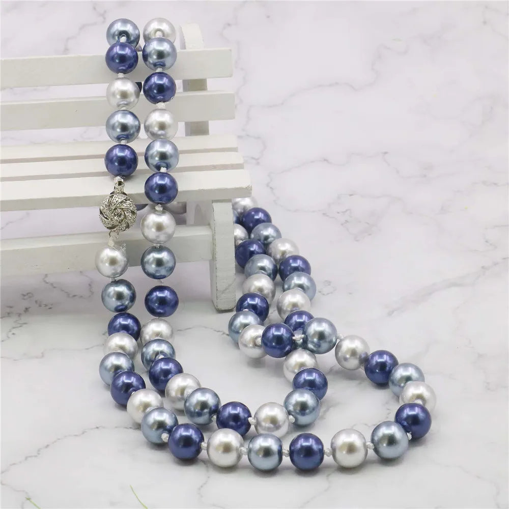 Wholesale Price New Fashion! 35"10 12mm South Sea Shell Pearl Necklace AAA Multicolor beads jewelry making about 85 pcs/strands