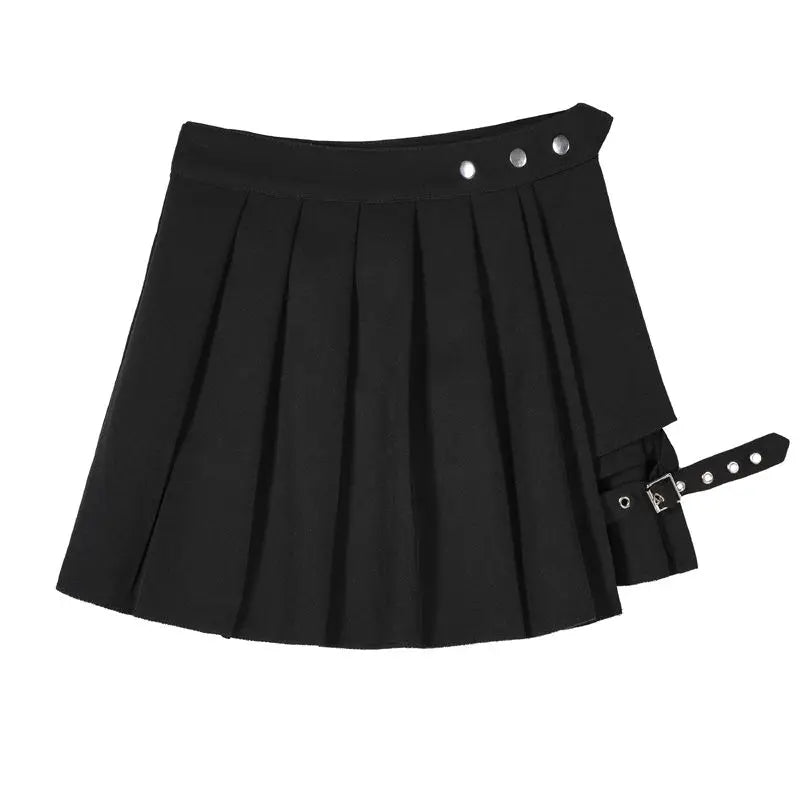 All Match Women Short Skirt Fashion Tartan Red Pleated Skirts Streatwear Plaid Side Button Skirt Womens Casual Mini Skirt