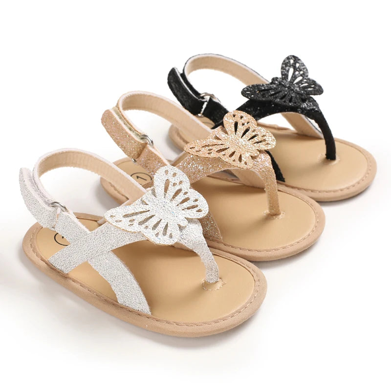 0-18M Infant Baby Girls Boys Sandals Shoes Bling Bling Butterfly Causal Summer Soft Sandals Shoes 3 Colors