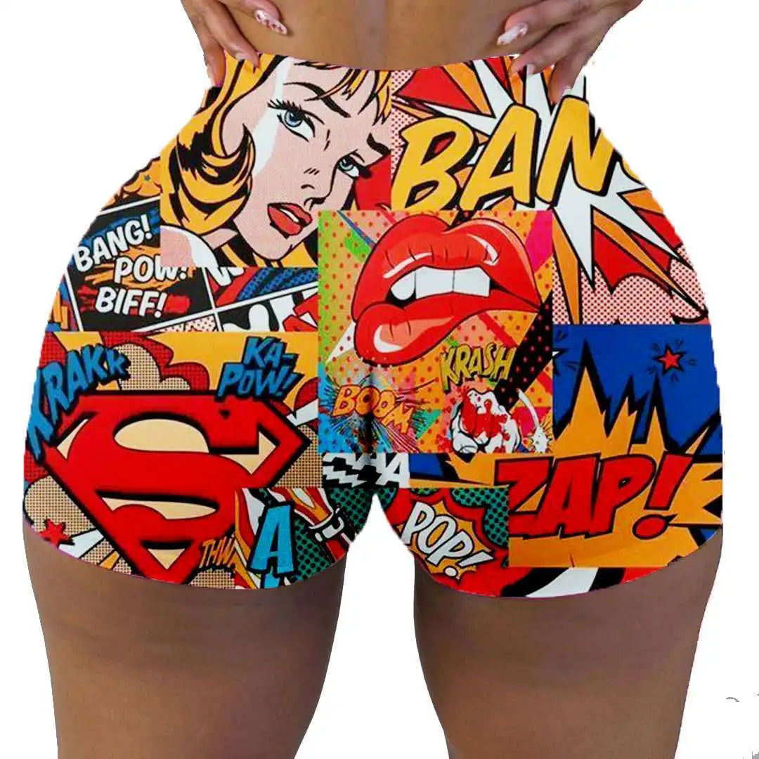 Cheap Women's Booty Shorts Anime Graphic Summer Beach Women Clothing High Waisted Sweat Shorts Plus Size Workout Shorts