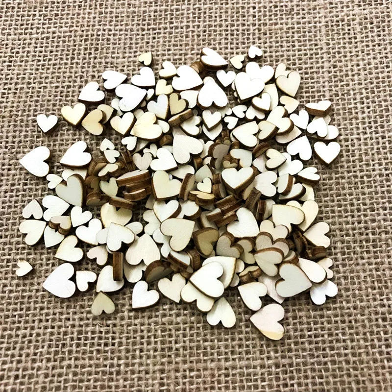 100 Pcs Creative Rustic Wood Wooden Love Heart Wedding Table Scatter Decoration Crafts DIY Party Decoration Best Gift