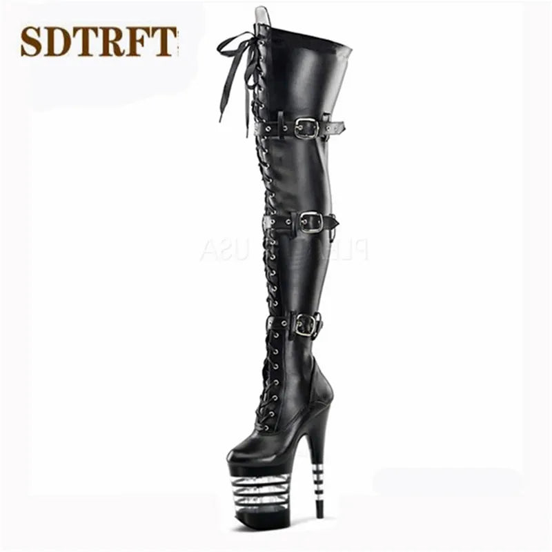 SDTRFT Brand 20cm Thin High Heels Over The Knee boots Platform unisex botas mujer ladies wedding Pumps women Buckle party shoes