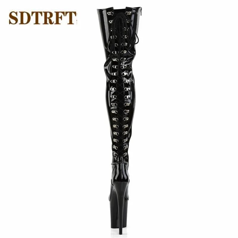 SDTRFT 20cm Thin High Heels Over The Knee boots Platform unisex botas mujer ladies Cosplay Pumps women side Lace up party shoes