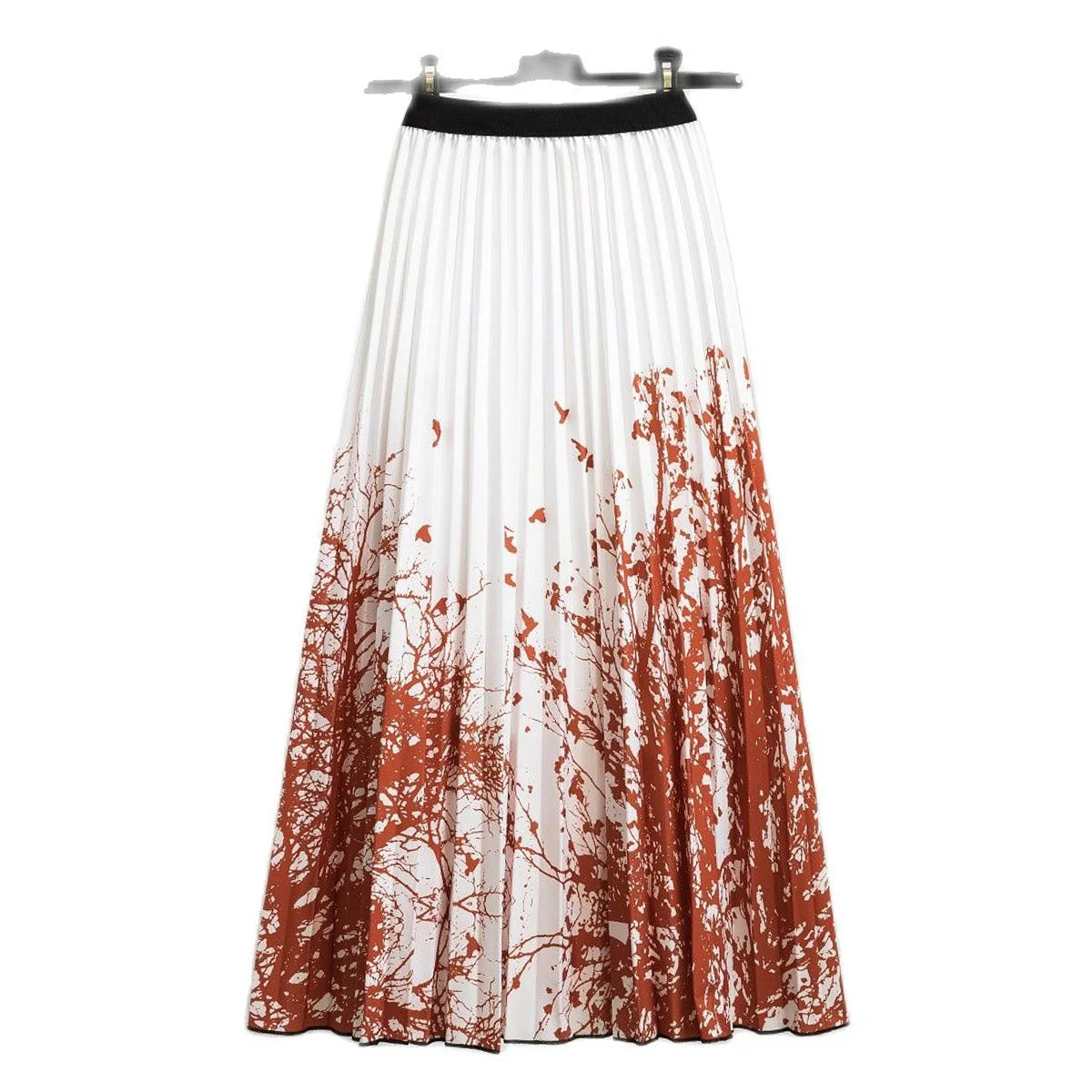 High Waist Pleated Harajuku null Skirts faldas Summer European Flower Printed Long Skirts for Women Mid-Calf Skirt Faldas Larga