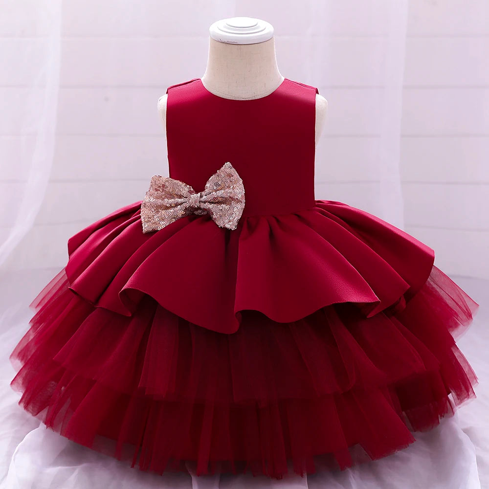 2024 Christmas Infantil Flower Dress For Girls 1st Birthday Party Wedding Lace Tutu Kids Clothes Baby Princess Vestido Costume