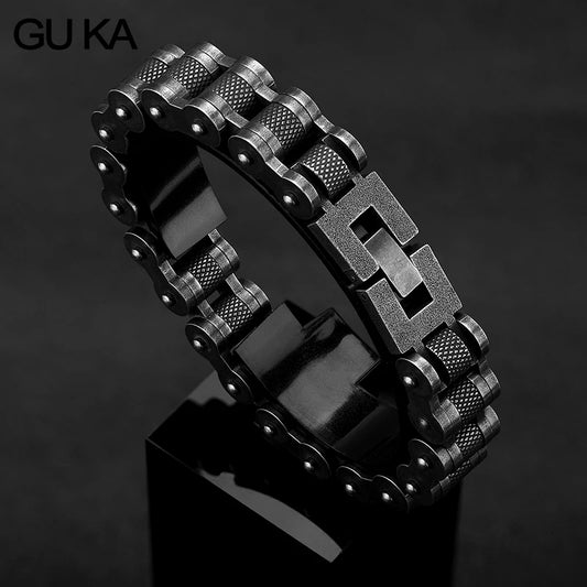 Motorcycle Men Bracelet 13MM Stainless Steel Retro Jewelry Wide Hand Chain Accessories Wristband Male Bangles Friends For Gift