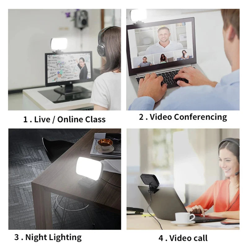 Mini Video Light Conference Live Streaming Kit Webcam Vlog Photography Fill Lamp Selfie Adjustable Portable Camera LED Luz