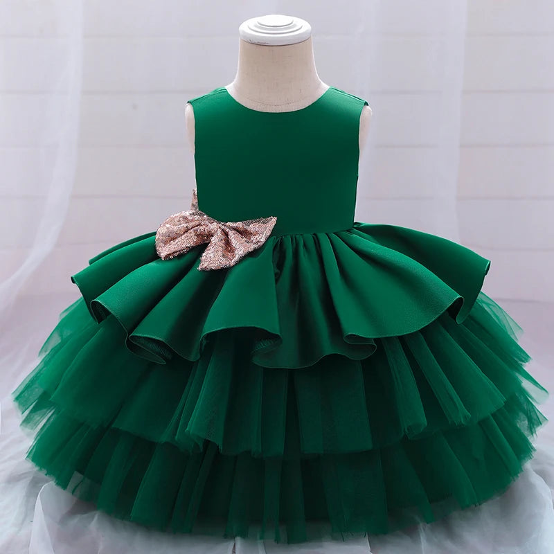 2024 Christmas Infantil Flower Dress For Girls 1st Birthday Party Wedding Lace Tutu Kids Clothes Baby Princess Vestido Costume