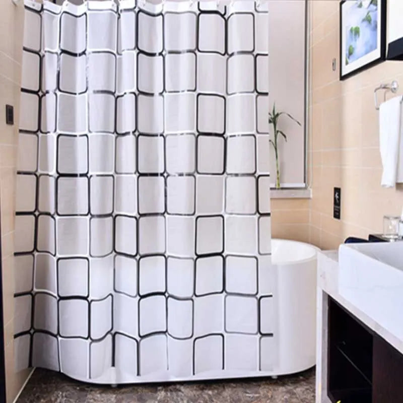 Bathroom Shower Curtains Waterproof Bath Curtain PEVA Modern Geometric Plaid Pattern Farmhouse Home Decoration Translucent