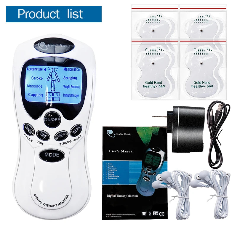 8 Mode Electric Tens Muscle Stimulator Ems Acupuncture Body Massage Digital Therapy Machine Electrostimulator Body Care Massager