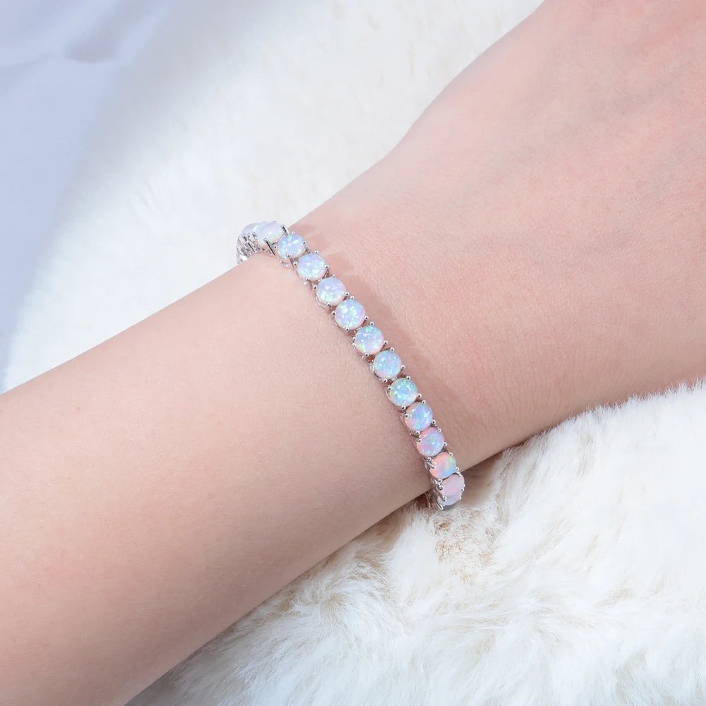 CiNily Color Optional Opal Stone 925 Sterling Silver Bracelets for Boho style Gift For Women Girls Fine Jewelry Sliding Bracelet