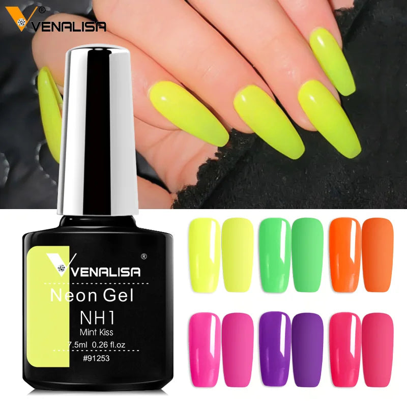 Venalisa New 7.5ml Neon Gel Nail Art Manicure Soak Off Camouflage Natural Nude Color Silicone Nail Gel Polish Lacquer Varnishes