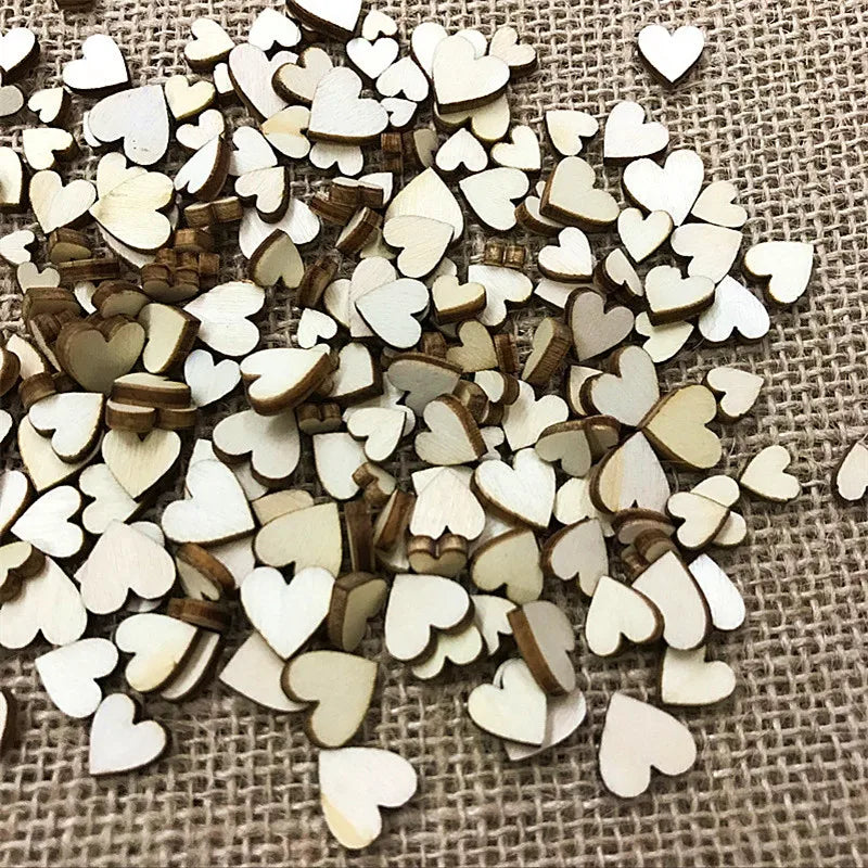 100 Pcs Creative Rustic Wood Wooden Love Heart Wedding Table Scatter Decoration Crafts DIY Party Decoration Best Gift