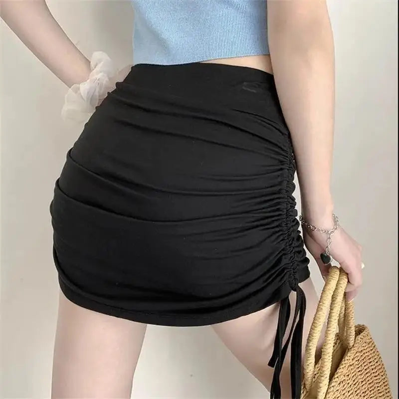 Skirts Female Harajuku 2023 Summer Autumn Period Ladies Thread Side Draw String Elastic Sexy Mini Skirts Womens Chic