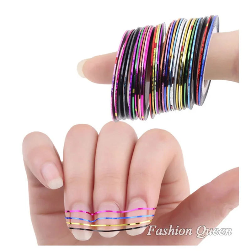 10pcs Nail Striping Tape Metallic Yarn Line 3d Nail Art Tool Color Rolls Nail Decals DIY Nail Tips Sticker Decoration