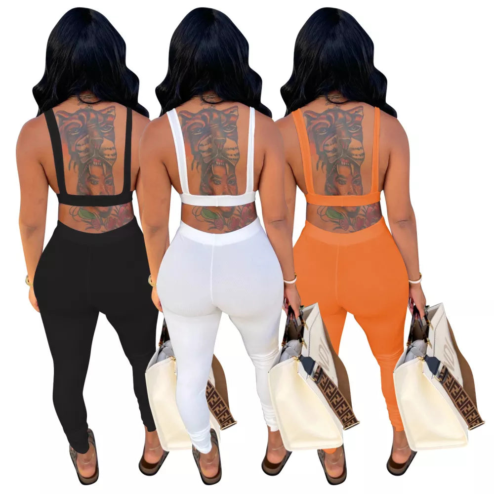 Vest Crop Top Tank Pants Suits for Joggers Woman Set 2 Piece Sets Womens Outfits Long Pants Gym Clothes Track Suits Fitness Sets