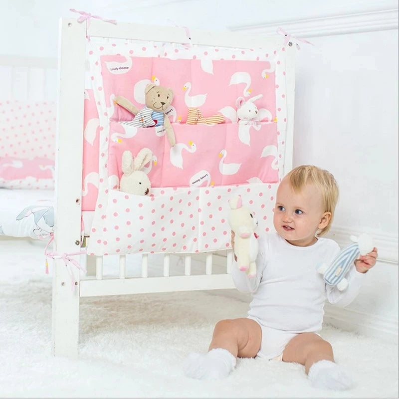 Baby Bed Hanging Storage Bag Newborn Crib Diaper Organizer Toy Diaper Pocket for Baby Bedding Set Nursery 50*60CM