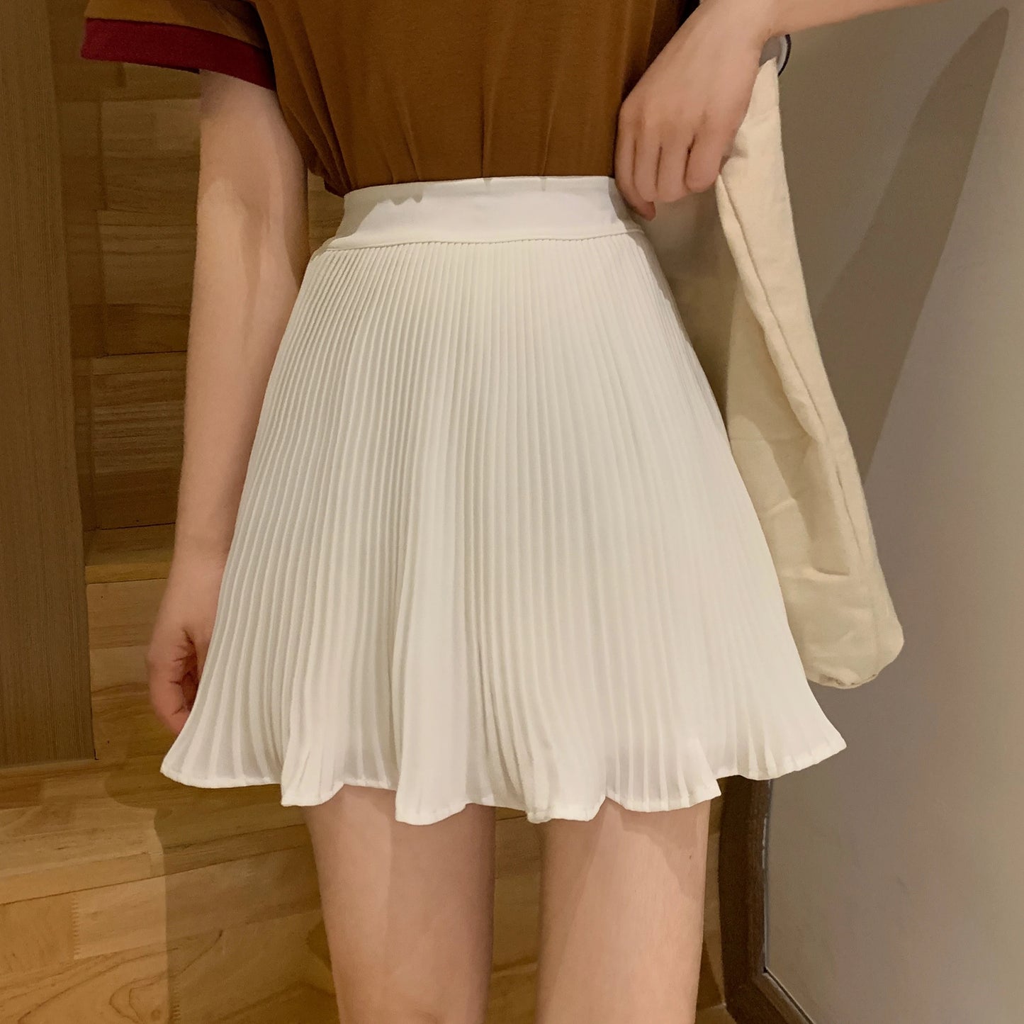 New college style high waist retro A-line pleated skirt women