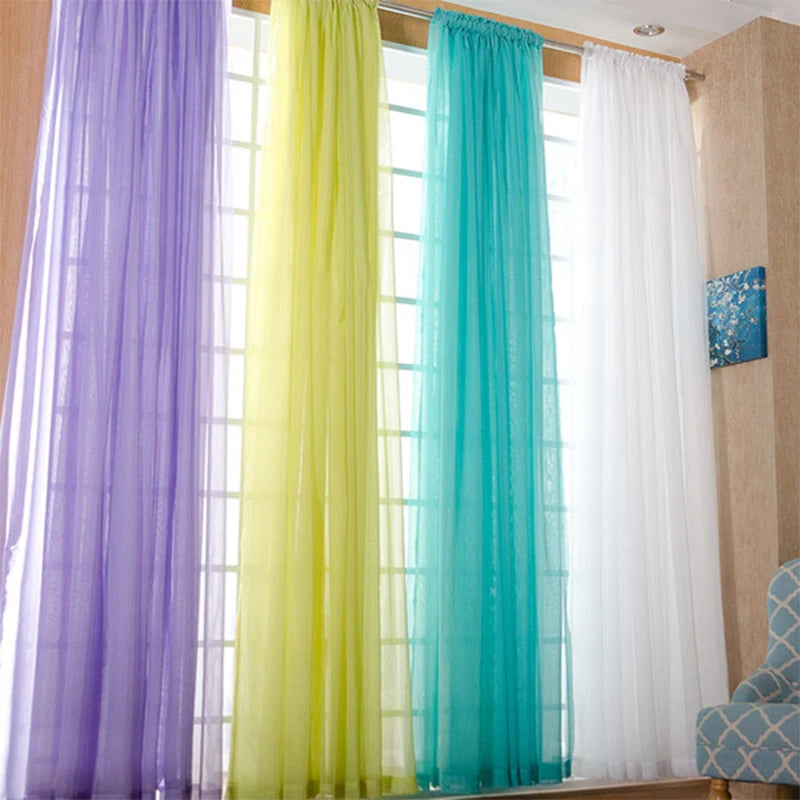 100*200/270cm Window Curtain Voile Fabric Transparent Sheer Living Room Tulle Decoration Party Snow 5zMM267/268