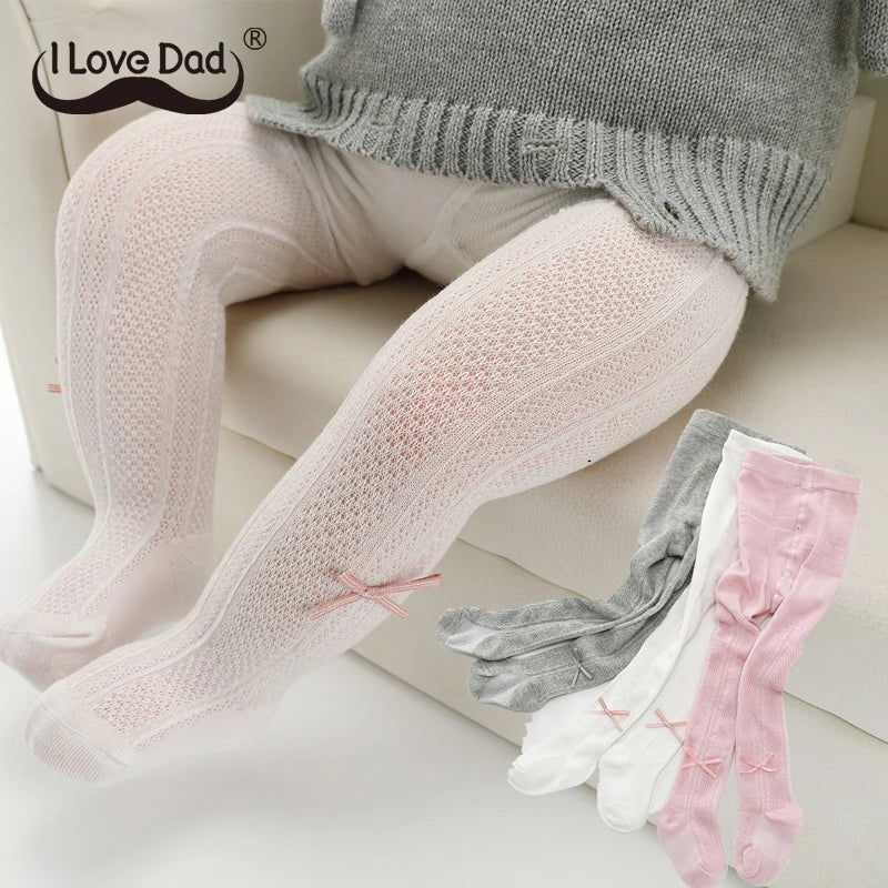 Cute Bowknot Baby Girl Tights Autumn Knitted Solid Kids Pantyhose Soft Cotton Infant Toddler Stockings