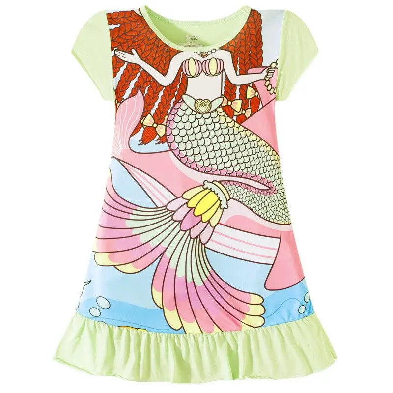 2024 New Children Rapunzel Mermaid ELSA pajamas Dresses Girls Baby Pajamas Cotton Princess Nightgown Home clothes Girl Sleepwear