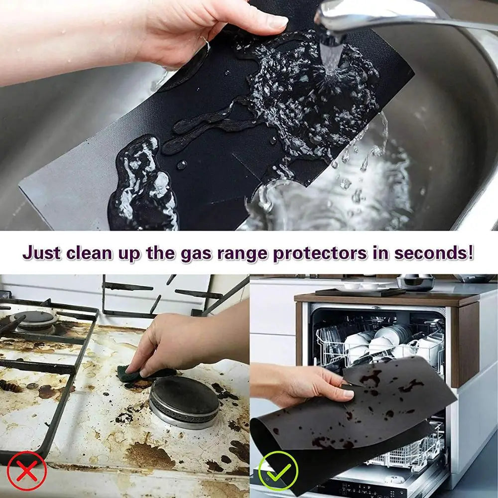 4pcs Gas Stove Protector gas Stove Cooker cover liner Sheild Clean Mat Kitchen Gas Stove Stovetop Protector Kitchen Accessories