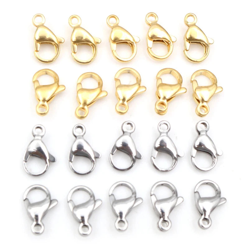 New 30pcs Stainless Steel Gold Plated Lobster Clasp Hooks for Necklace Bracelet Chain DIY Jewelry Making Findings Supplies