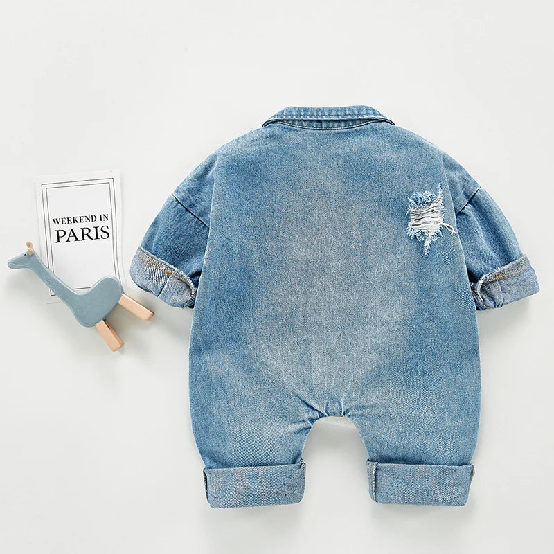 Newborn Baby Denim Baby Girl Clothes Outfits Baby Boys Rompers Kid Cotton Flexible Hole Denim Costume Girls Infant Jumpsuit