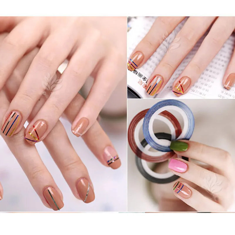 10pcs Nail Striping Tape Metallic Yarn Line 3d Nail Art Tool Color Rolls Nail Decals DIY Nail Tips Sticker Decoration