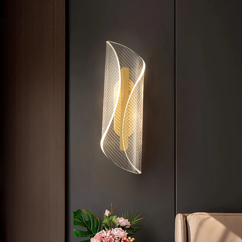 Creative Acrylic Wall Sconce For Bedroom Modern Gold Home Decor Lamp Living Room Luxury 2021 New Design Led Indoor Light Fixture