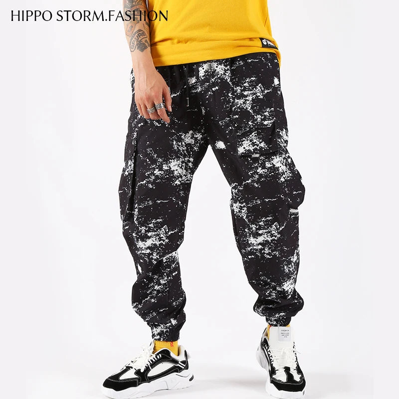 New Men's Fashion Casual Pants Overalls Joggers Men Retro Multi-pocket Hip-hop Sweatpants Elastic Waist Loose Sports Trousers