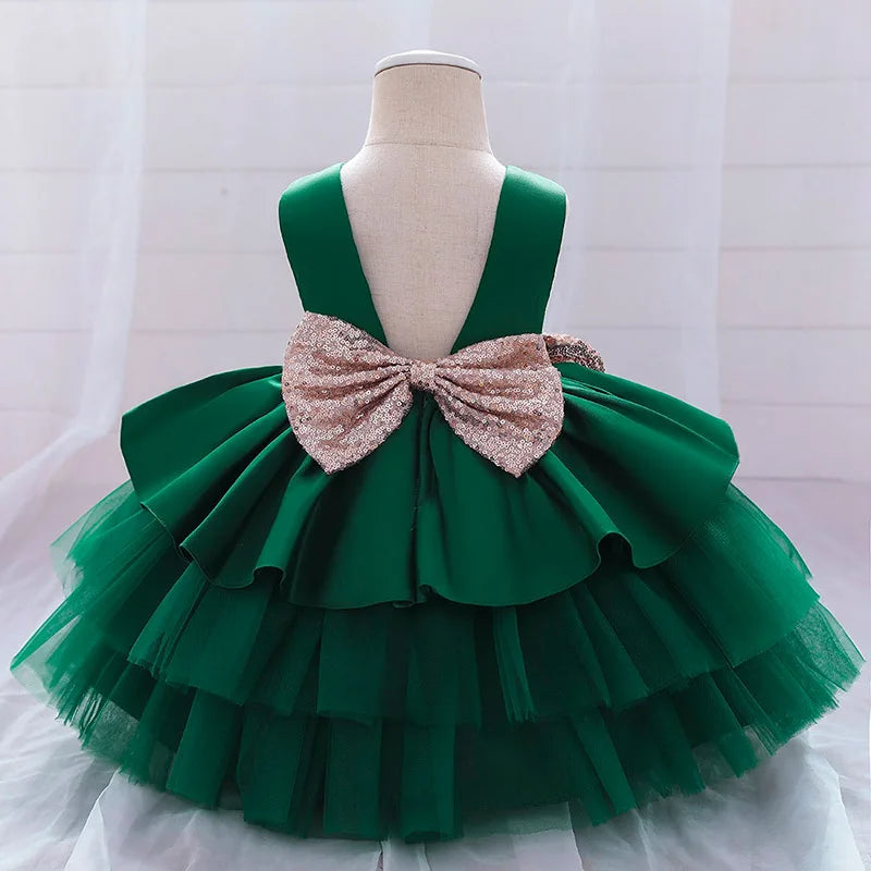 2024 Christmas Infantil Flower Dress For Girls 1st Birthday Party Wedding Lace Tutu Kids Clothes Baby Princess Vestido Costume