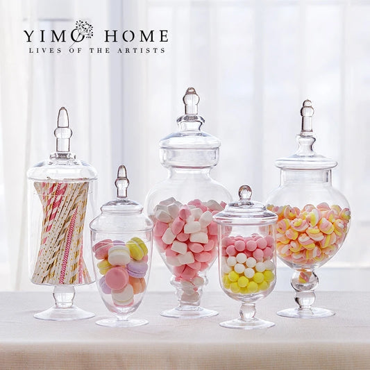 Modern West European Style Strong Glass Storage Tank Glass Candy Jar Home Wedding Decors Party Supply