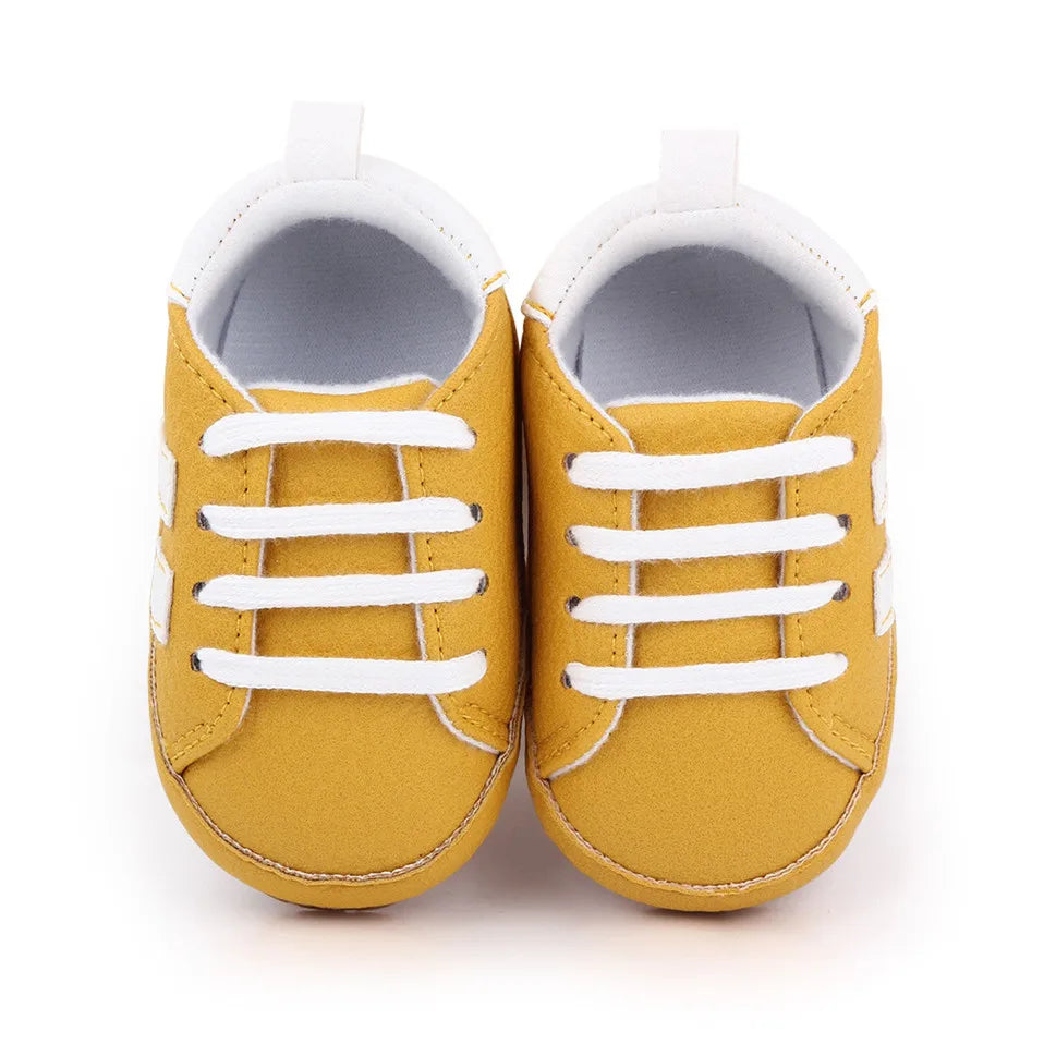 Two Striped PatchWork Baby Shoes For Boys Girls Hard Sole Shoes Spring Bebes Sneakers Toddler Newborn Shoes First Walker