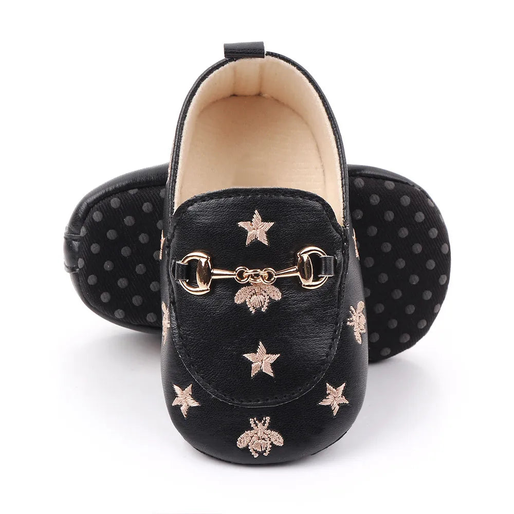 Newborn Baby Boy Shoes for 1 Year Footwear with Bees Stars Infant Casual Loafers Toddler Soft Sole Moccasins Cartoon Doll Gifts