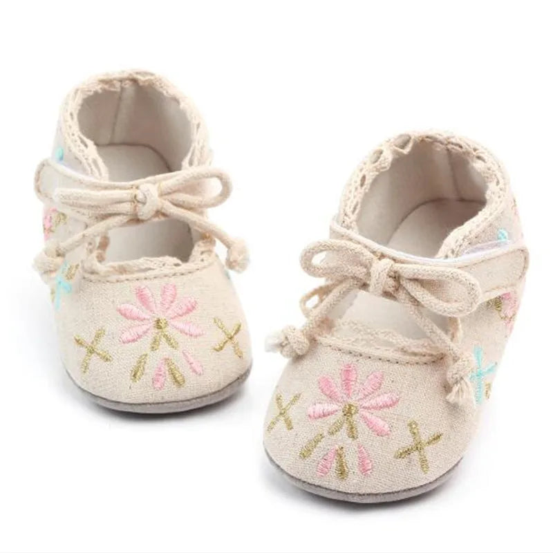 New Lovely Flower Baby Shoes Infants Girls Soft Sole First Walkers Anti-slip Newborn Girls Princess Shoes