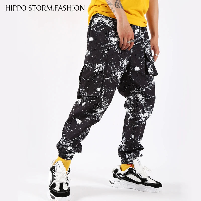 New Men's Fashion Casual Pants Overalls Joggers Men Retro Multi-pocket Hip-hop Sweatpants Elastic Waist Loose Sports Trousers