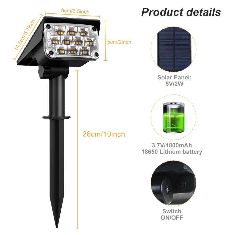 1/2/4PCS Solar Power Light Adjustable Light Temperature Solar Garden Light outdoor IP65 Solar Lamp Super Bright Solar Spotlight