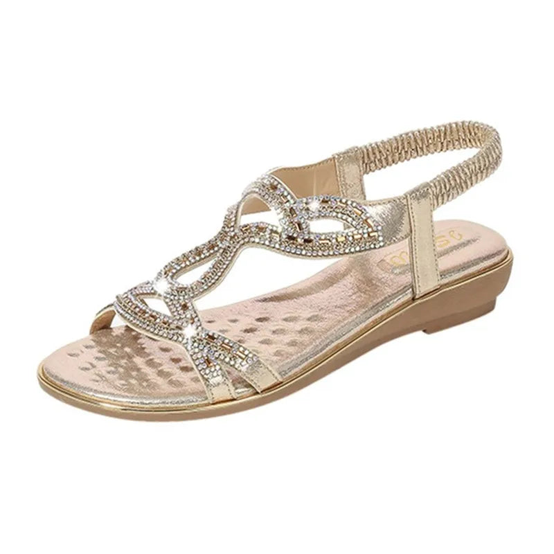 BEYARNE2020 Summer Women Rhinestones Sandals Bohemian Style Comfortable Soft Sandals Woman Big Size Sandalias Zapatos De Mujer