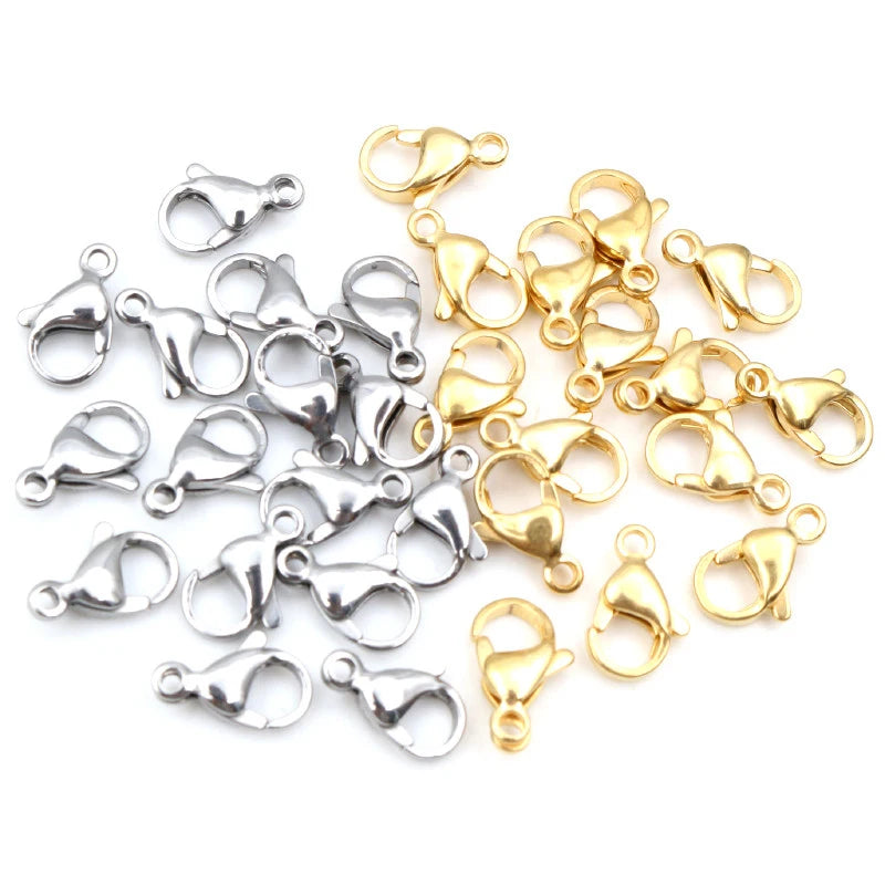 New 30pcs Stainless Steel Gold Plated Lobster Clasp Hooks for Necklace Bracelet Chain DIY Jewelry Making Findings Supplies