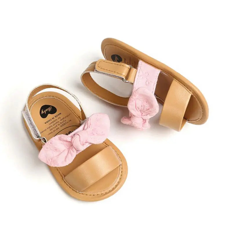 0-18M Fashion Newborn Baby Girls Sandals Princess Shoes Infant Bowknot Toddler Summer Sandals PU Non-slip Shoes