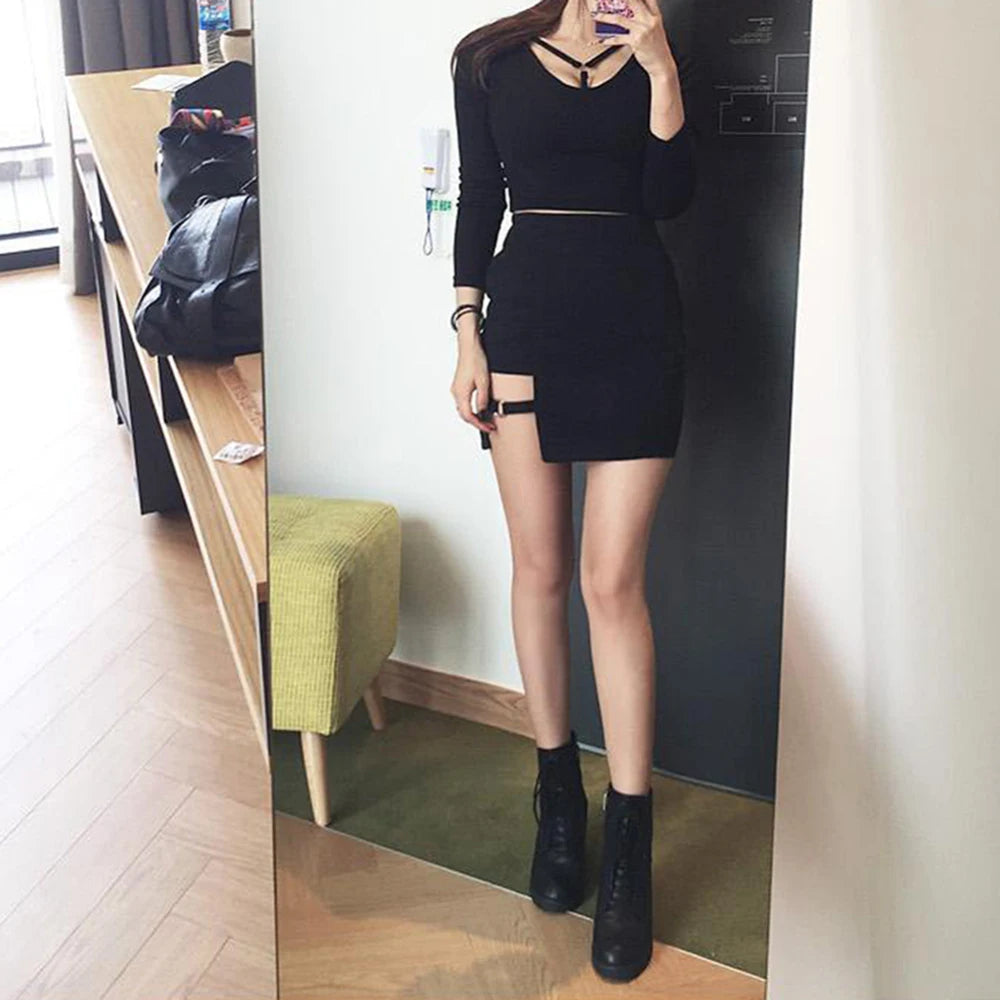 2020 Korean Style Black Hip Skirts Irregular Micro Mini Skirt Mini Skirt Summer Fashion Saia High Waist Faldas Mujer