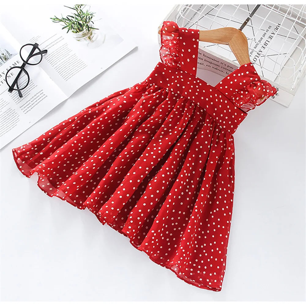 2-6Y Girls Red Bow Dress Princess Tutu Summer Dress for Girls Children Birthday Party Vestidos Kids Autumn Spring Dresses