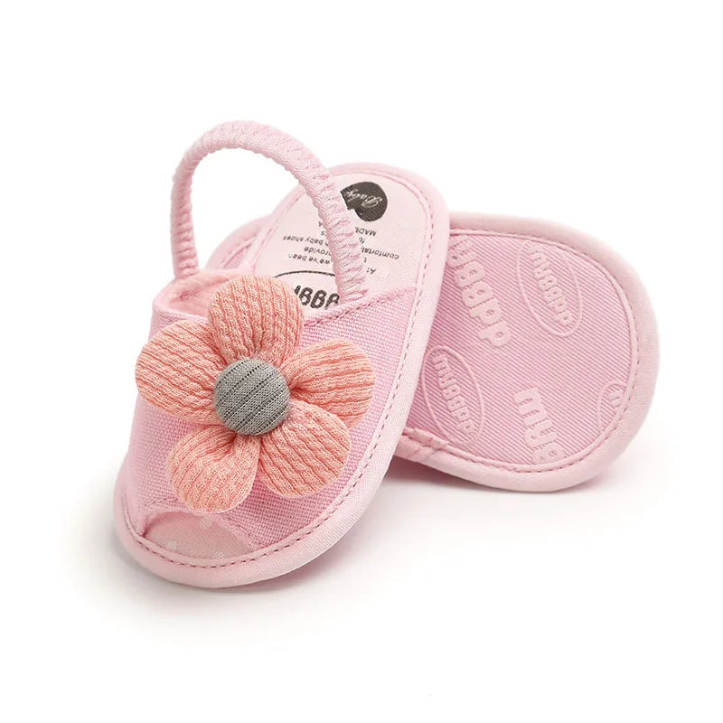 Summer Baby Girl Sandals Solid Color Cute Lace Bows Newborn Shoes Soft Cotton Non-slip Soled Princess Toddler Girl Sandals Kids